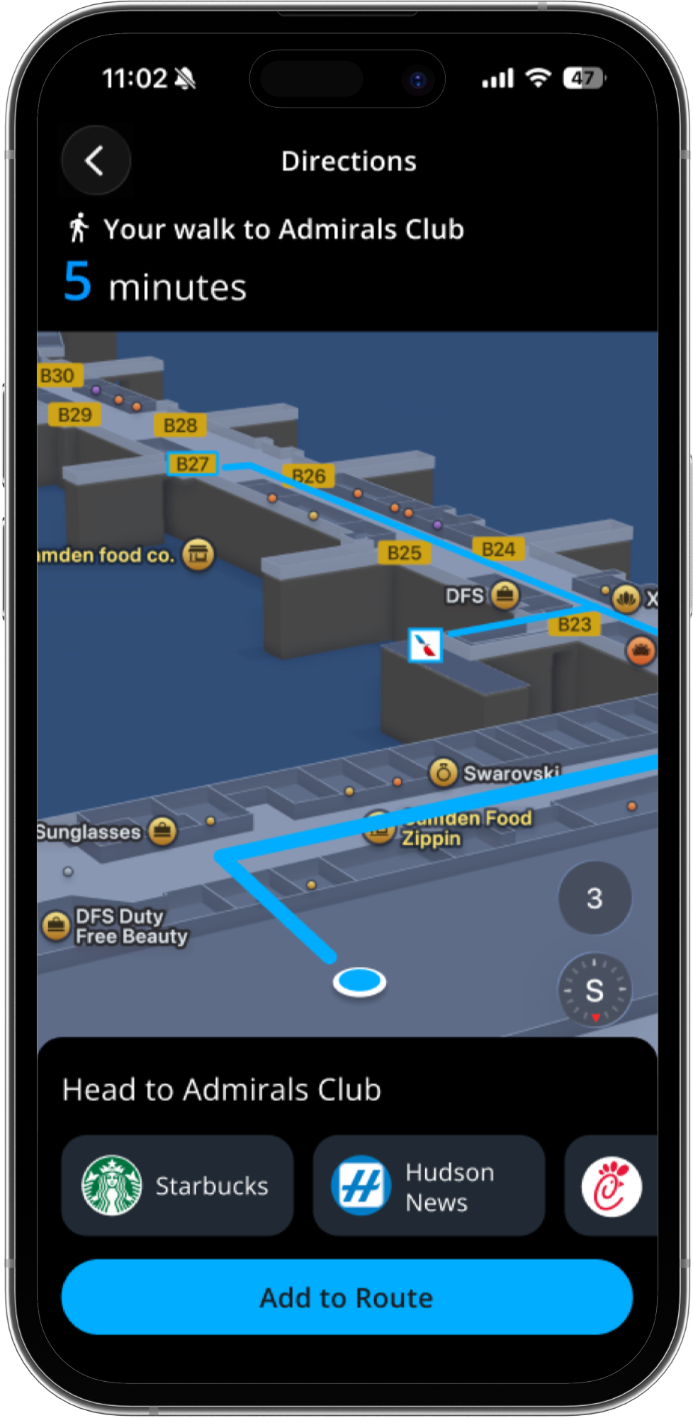Detailed terminal map screen