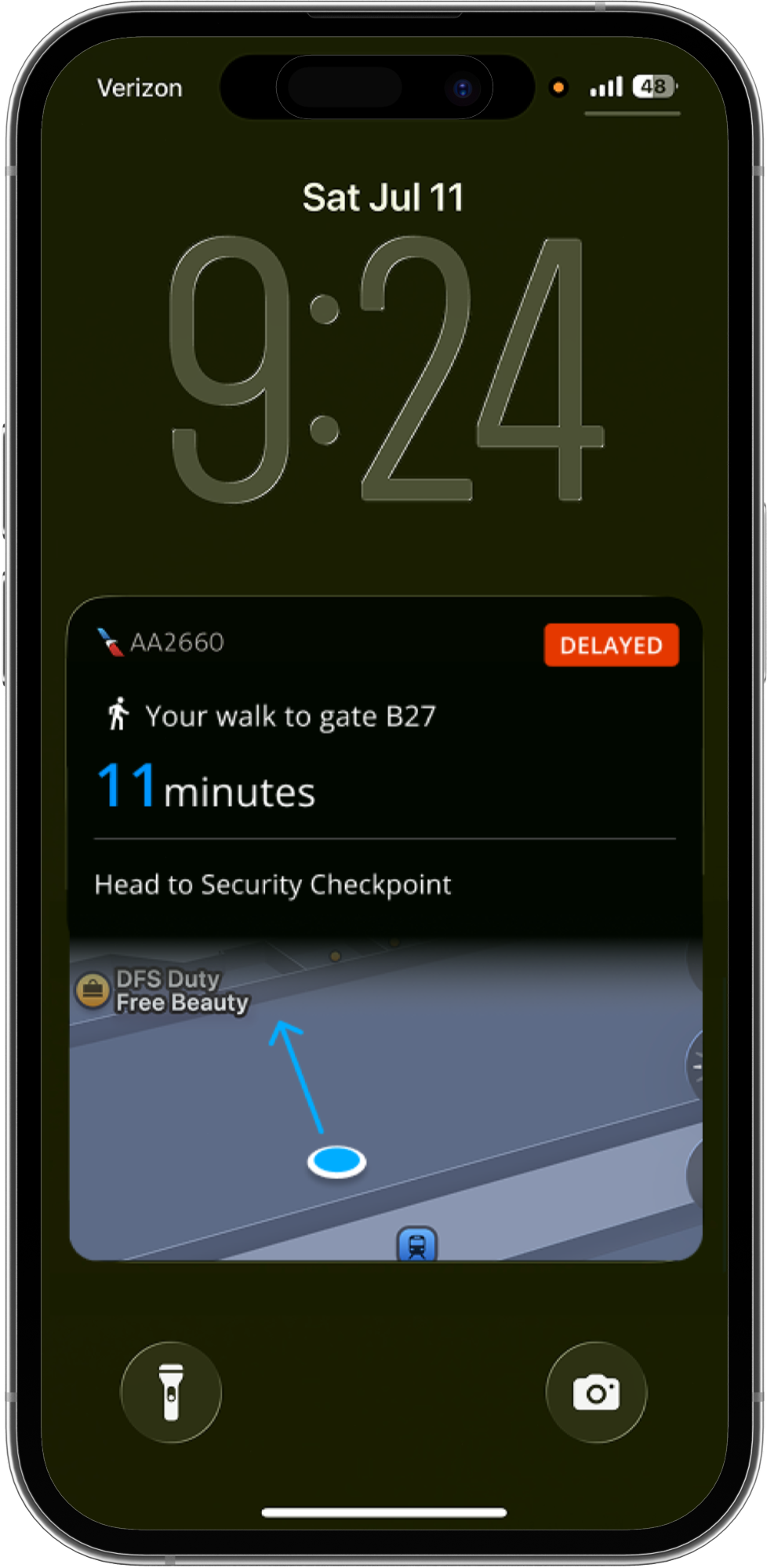 Inbound flight tracking screen